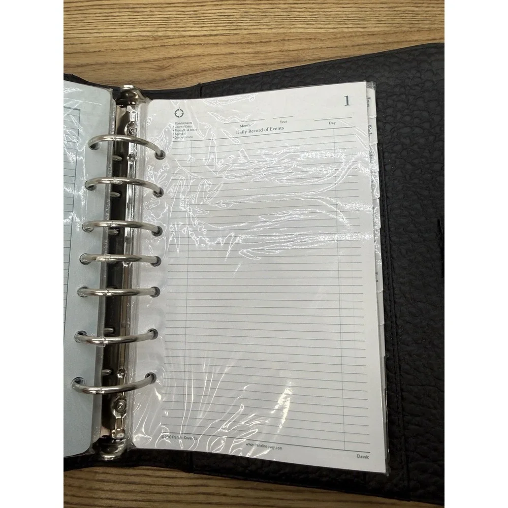 Franklin Covey 365 Monthly Weekly Organizer Planner Black Faux Leather & Notes